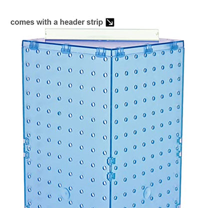 Azar Displays 703385-BLU-4C24, Four-Sided Revolving 8" W x 20" H Pegboard Counter Display w/ 24 Hooks- 4” Length, Blue - color: Blue, style: Pegboard + Hooks