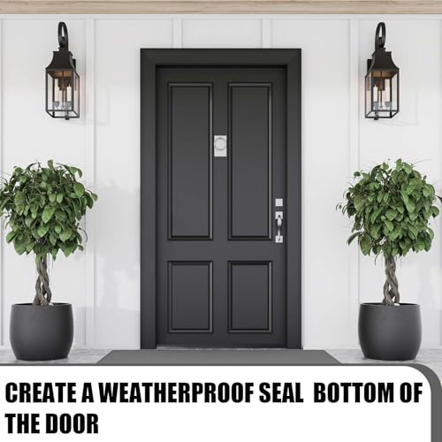 Pushglossy 2 Pcs Door Bottom Seal with Vinyl Fins Threshold Strip,Black - color: Black