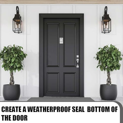 Pushglossy 2 Pcs Door Bottom Seal with Vinyl Fins Threshold Strip,Black - color: Black