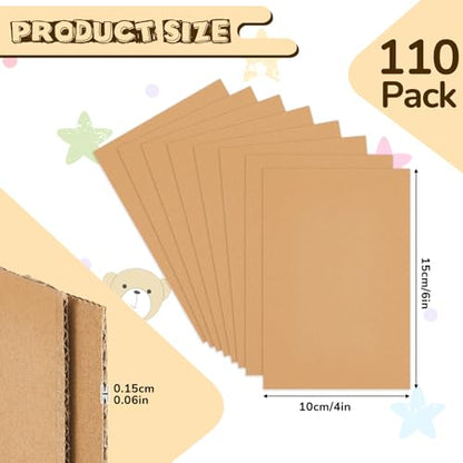 Henoyso 110 Pack 4 X 6 Inch Brown Cardboard Sheets - color: Brown, size: 4 x 6 Inch