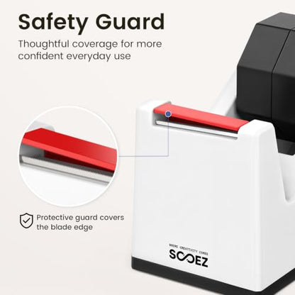 Sooez Weighted Tape Dispenser, Aesthetic Packing Tape Dispenser Desk, with Storage Compartment, Super Heavy Duty Tape Holder, Fit 1.88" to 2" Wide Tape, Tape Cutter Packing Shipping Supplies