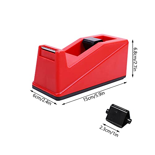 DBKMPZ Classic Desktop Tape Dispenser,1 in Core,Non-Skid Base - with 1 Premium Rolls Invisible Clear Tape, Perfect for Office, Home, School (Red)