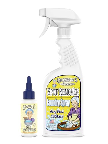 Grandma's Secret Spot Remover Laundry Spray - Chlorine, Bleach and Toxin-Free for Clothes - Fabric Stain Remover Removes Oil, Paint, Blood and Pet Stains - 16 oz & 2 oz Combo, DuoPack - size: Combo Pack, style: Spot Remover