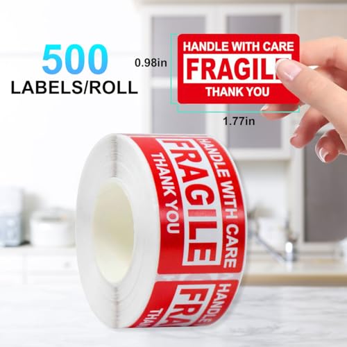 Fragile Stickers for Shipping,Handle with Care Warning Labels 250Pcs 1 Roll