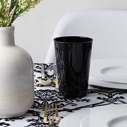 PLASTICPRO Disposable 12 oz Black Plastic Tumblers for Party's & Weddings pack of 40 - color: Black
