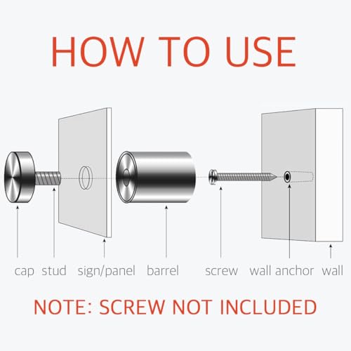 Lantee 12 Pack 3/4 x 1 Inch Sign Standoff Mounts, Stainless Steel Glass Standoff Holder with Rubber Gaskets, Brushed Finish Advertising Hardware for Acrylic Picture Frames, Wall Mounted Display Screws - color: Silver, size: 3/4" x 1" / 19 x 25mm