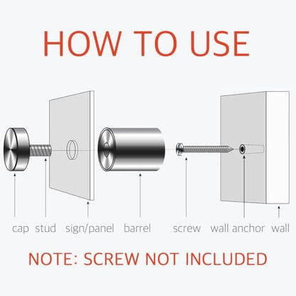 Lantee 12 Pack 3/4 x 1 Inch Sign Standoff Mounts, Stainless Steel Glass Standoff Holder with Rubber Gaskets, Brushed Finish Advertising Hardware for Acrylic Picture Frames, Wall Mounted Display Screws - color: Silver, size: 3/4" x 1" / 19 x 25mm