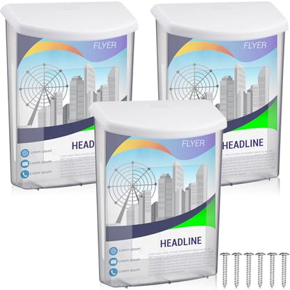 Menkxi 3 Pcs Estate Brochure Box Wall Mount Waterproof Flyer Holder, White - color: White