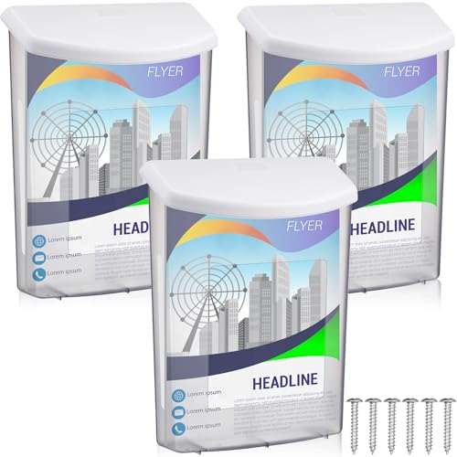 Menkxi 3 Pcs Estate Brochure Box Wall Mount Waterproof Flyer Holder, White - color: White