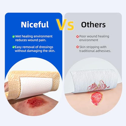 Niceful Ultra Soft Silicone Foam Dressing 3"x3" 10 Pcs, Hypoallergenic - size: Ultra Soft 3"x3"(10Pcs)
