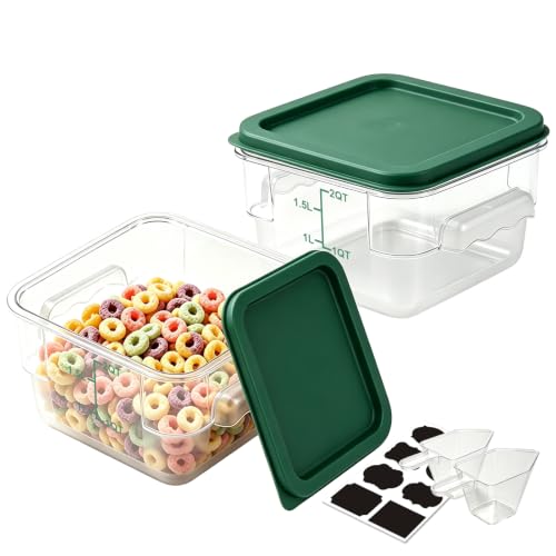 2 Pack 2QT Square Food Storage Containers with Lids, Clear, NSF - color: Green, size: 2Qt-2 Pack