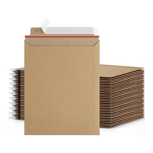 PSBM 100 PCS 9 x 11.5 Inch Kraft Rigid Photo Mailers, Cardboard Shipping Envelopes, Mailers for Shipping Photos, CDs, Documents, Catalogue, Or any Flat Object
