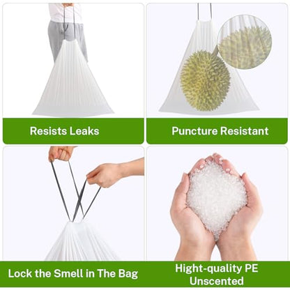 10 Gallon Trash Bags Drawstring, 1 Mil Thick White 75 Count - style: 10 Gallon Drawstring