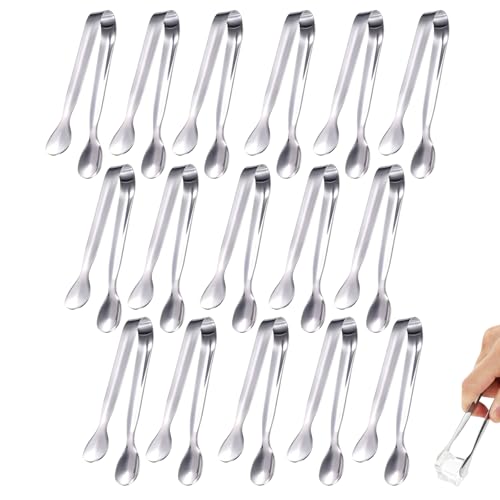 16 Pack Mini Sugar Tongs Stainless Steel Mini Serving Tongs Appetizer Tongs for Candy Buffet, Tea Party, Wedding Ice Tongs for Small Foods, Ice Cubes, Canapés - size: 16 Pack