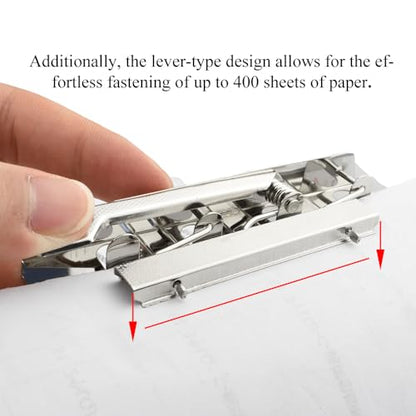 HAHIYO Silver Meta Clips - 3.94 Inches Sturdy Rivet Clipboard Clips (6 Pack), High-Grip Lever, Mountable, office/School/Home - style: LeverType-Silver-3.94in-6p
