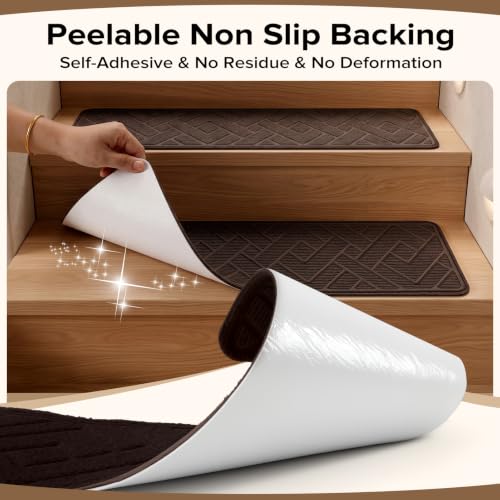 Non Slip Stair Treads for Wooden Steps, 15 Pack 8"x30", Brown - color: Brown, size: 8" x 30"
