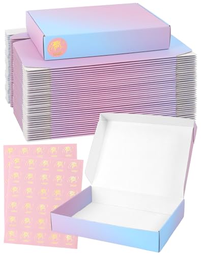 11x8x2 Inch Shipping Boxes 40 Pack, Purple Gradient Mailer Packaging Box, Corrugated Cardboard Boxes for Gift Small Business Literature - color: ‎Purple, size: 11x8x2 inch