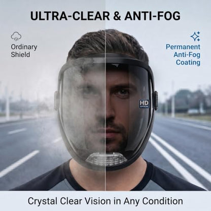 UCC LIFE Full Face Protective Shield Mask Anti-Fog Impact Resistant - color: Black Upgrade