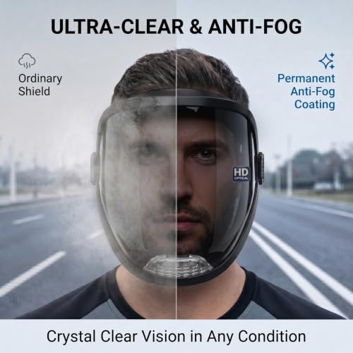 UCC LIFE Full Face Protective Shield Mask Anti-Fog Impact Resistant - color: Black Upgrade