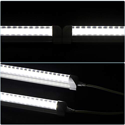 T8 LED Light Tube, 4FT 60W, 6500Lm, 6500K Cool White Clear Cover, 4FT Tube Light,Linkable Integrated Fixture,T8 LED Shop Light for Garage,Warehouse,25PCS - size: 4FT 25PCS Clear Cover