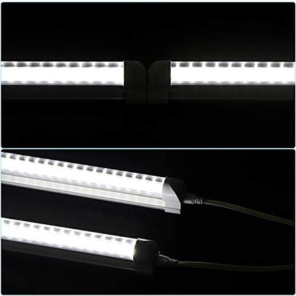 T8 LED Light Tube, 4FT 60W, 6500Lm, 6500K Cool White Clear Cover, 4FT Tube Light,Linkable Integrated Fixture,T8 LED Shop Light for Garage,Warehouse,25PCS - size: 4FT 25PCS Clear Cover