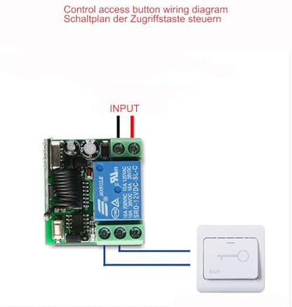 12V 24V 1 Channel 5V Wireless Remote Control Relay Switch Access Control Remote Control Magnetic Lock Electric Plug Lock Electric Control Door Receiver (Momentary Mode)