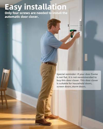 2 Pack White Adjustable Door Closers, to Convert Hinged Doors to Self Closing Doors.Up to 140LB can be Pushed - color: 2 Pack white