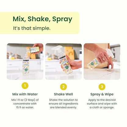 Good Natured Brand All-Purpose Cleaner Concentrate | Multi-Surface Cleaner | Natural Lemon Essential Oil | Multipurpose Cleaner Concentrate All Surfaces | Lemon Love | 16oz makes 256oz - size: 16 Fl Oz
