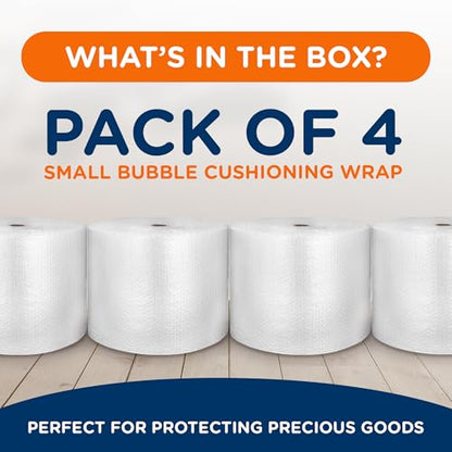 Campior Small Bubble Cushioning Wrap for Moving and Shipping - 175 Ft Bubble Packing Wrap for Packaging Boxes and Mailers, Clear Bubble Roll Moving Supplies, Perforated Every 12 inches, Pack of 4 - size: 4 Pack