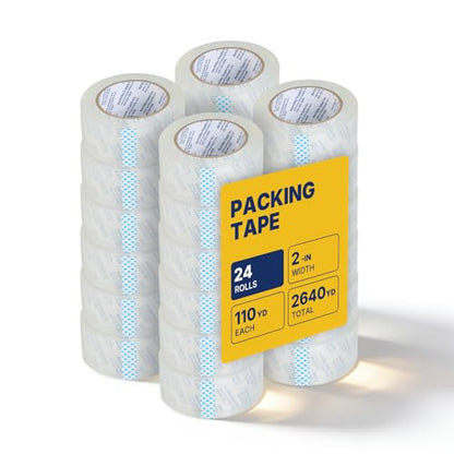 NORTHSKY Packing Tape, 24 Rolls, 2" x 110 Yards, 2 Mil Acrylic Packaging Tape for Shipping, Moving, Storage, and Box Sealing - size: 2 inches x 2 mil