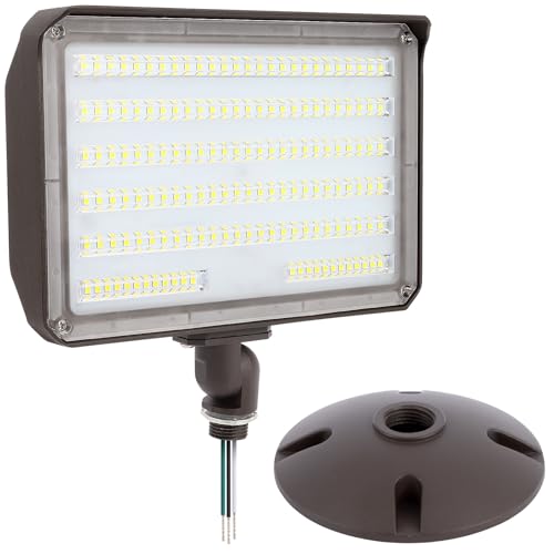100W LED Flood Light Outdoor Knuckle, Switch Controlled Floodlight with Plate,5000K 14200Lm IP65 Waterproof Outdoor Security Lights for Yard Garden Garage,ETL Listed