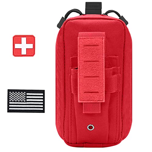 Ifak Med Trauma Kit, Molle Tactical Emergency First Aid Kit,Red Military Survival Molle EMT Medical Kit Refill Supplies Fot Duty Belt - color: RED