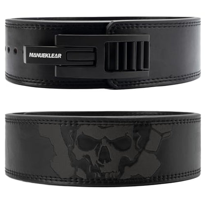 MANUEKLEAR 4-Inche Lever Belt Weightlifting with Heavy Duty Buckle - color: Enigmatic Black, size: S (24-30inches)