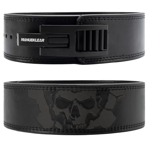 MANUEKLEAR 4-Inche Lever Belt Weightlifting with Heavy Duty Buckle - color: Enigmatic Black, size: M (29-35inches)