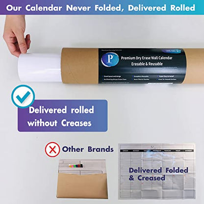 Large Dry Erase Calendar for Wall, 38x50 - color: No Magnetic