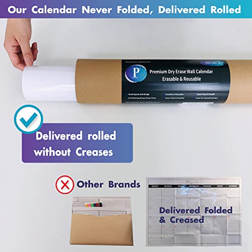 Large Dry Erase Calendar for Wall, 38x50 - color: No Magnetic