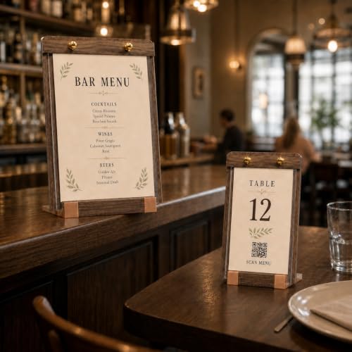 3 Pack 8.5 x 11 Wood Sign Holders with Slanted Base, Vertical Display - size: 8.5x11, 3 Pack