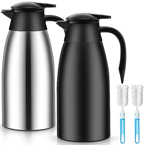 Norme 2 Pcs Thermal Coffee Carafe Creamer, Black, Silver, 51 oz - color: Black, Silver, size: 51 oz
