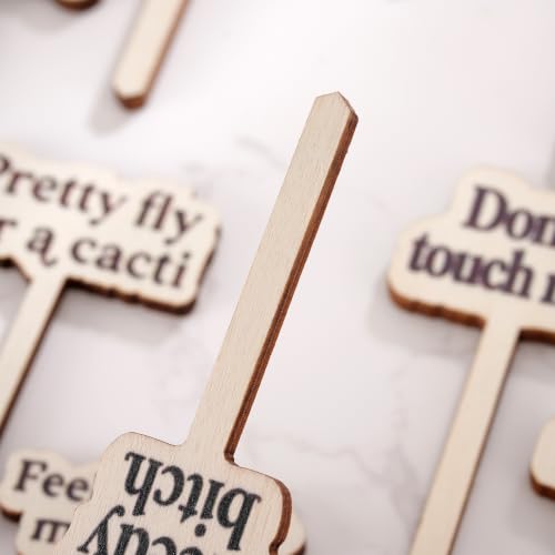 24 Pack Funny Plant Signs Set, Wooden Garden Plants Stakes with Humorous Sayings Gifts for Plant Lovers, Indoor Outdoor Succulents Flower Pots Accessories, Cute Gardening Plants Labels Decor