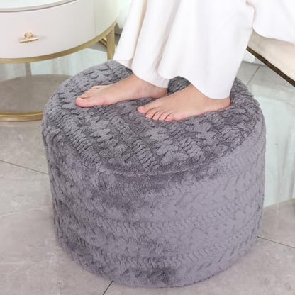 Asuprui Round Footstool Ottoman Gray, 20x14 Inches,Floor Pouf Sofa Footrest - color: Grey, size: 20"D x 20"W x 14"H