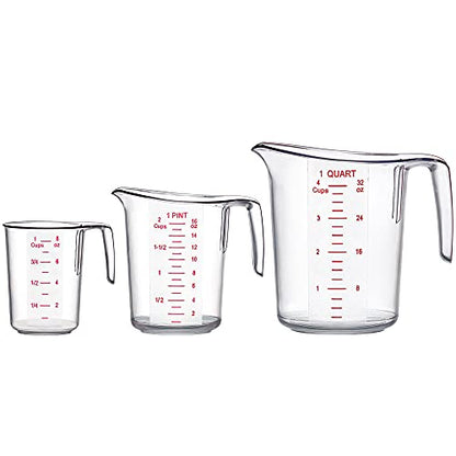 Amazing Abby - Melissa - Plastic Measuring Cups (3-Piece Set), Food-Grade Measuring Jugs, 1/2/4-Cup Capacity, Unbreakable, Stackable, Dishwasher-Safe, Great for Oil, Vinegar, Flour, and More
