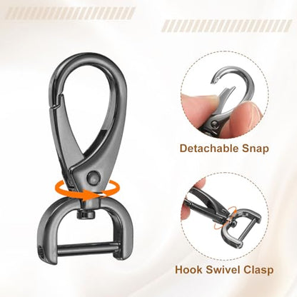 HARFINGTON 2Pcs Detachable Snap Hook Swivel Clasp 5/8" D Ring with Swivel Lobster Claw Clasps Hook for Purse Strap Keychain Bag DIY Craft, Gunmetal - color: Gunmetal, size: 5/8"