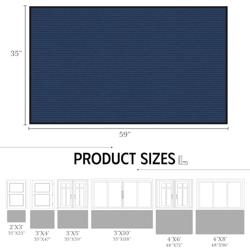 Dirt Trapper Door Mat 3' x 5', Non-Slip Heavy Duty Outdoor Mat, Absorbent Fade Resist, Low Profile Commercial Floor Mat, Durable Indoor Outdoor Front Door Mat for Mud Wet Shoes & Paws, Blue - color: Blue Striped, size: 3' x 5'