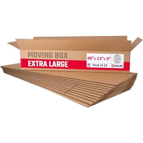 Extra Large Moving Boxes 49"L x 13"W x 9"H, Pack of 12 - color: Pack of 12, size: Extra Large 49x13x9"