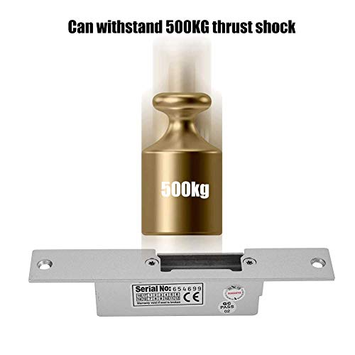 Electric Strike Lock, Door Access Control NC/NO Fail Secure, 500Kg Thrust Withstand, Electric Lock for Wood Metal PVC Door
