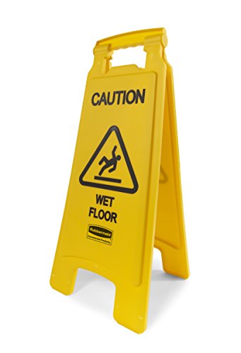 Rubbermaid Commercial Products Caution Wet Floor Sign 2-Sided, Yellow, 26in - color: Yellow 2-Sided, size: 26 inch, style: Wet Floor Sign
