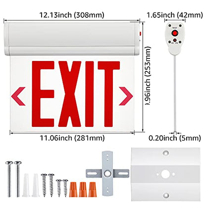 LEONLITE 6-Pack LED Edge Lit Exit Sign, Red Letter Emergency Exit Sign - color: Red