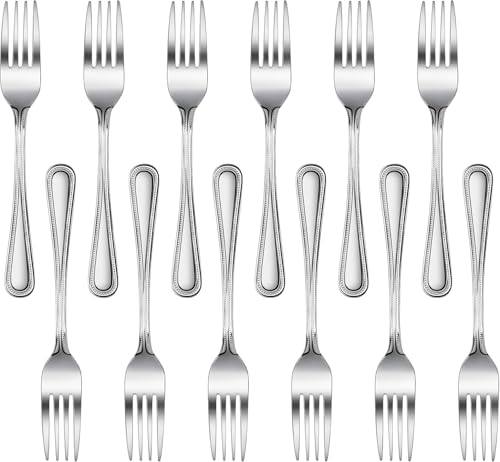 New Star Foodservice Bead Pattern 18/0 Stainless Steel Dinner Fork, 7.7-Inch, Set of 12, Commercial Grade - size: Dinner Fork (7.7-Inch)