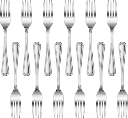 New Star Foodservice Bead Pattern 18/0 Stainless Steel Dinner Fork, 7.7-Inch, Set of 12, Commercial Grade - size: Dinner Fork (7.7-Inch)
