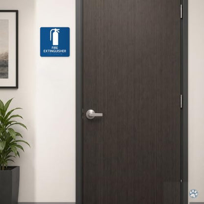 Alpha Dog Fire Extinguisher Sign, 8x8 ADA Braille Sign, Blue - color: Blue, size: Fire Extinguisher
